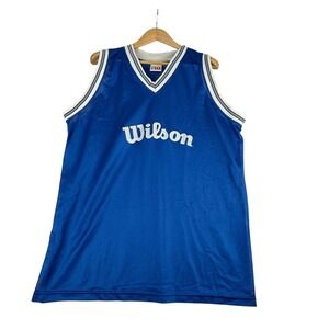 Wilson Basketball Jersey Mens XXL Blue Mesh V-Neck Sleeveless Shirt